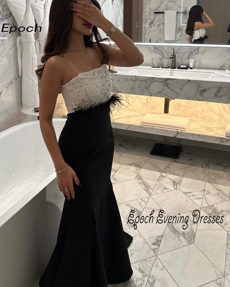 Robe de soirée élégante sans bretelles pour femmes sexy, trompent, plumes de cristal, robe de Rhde cocktail, Epoch 2024