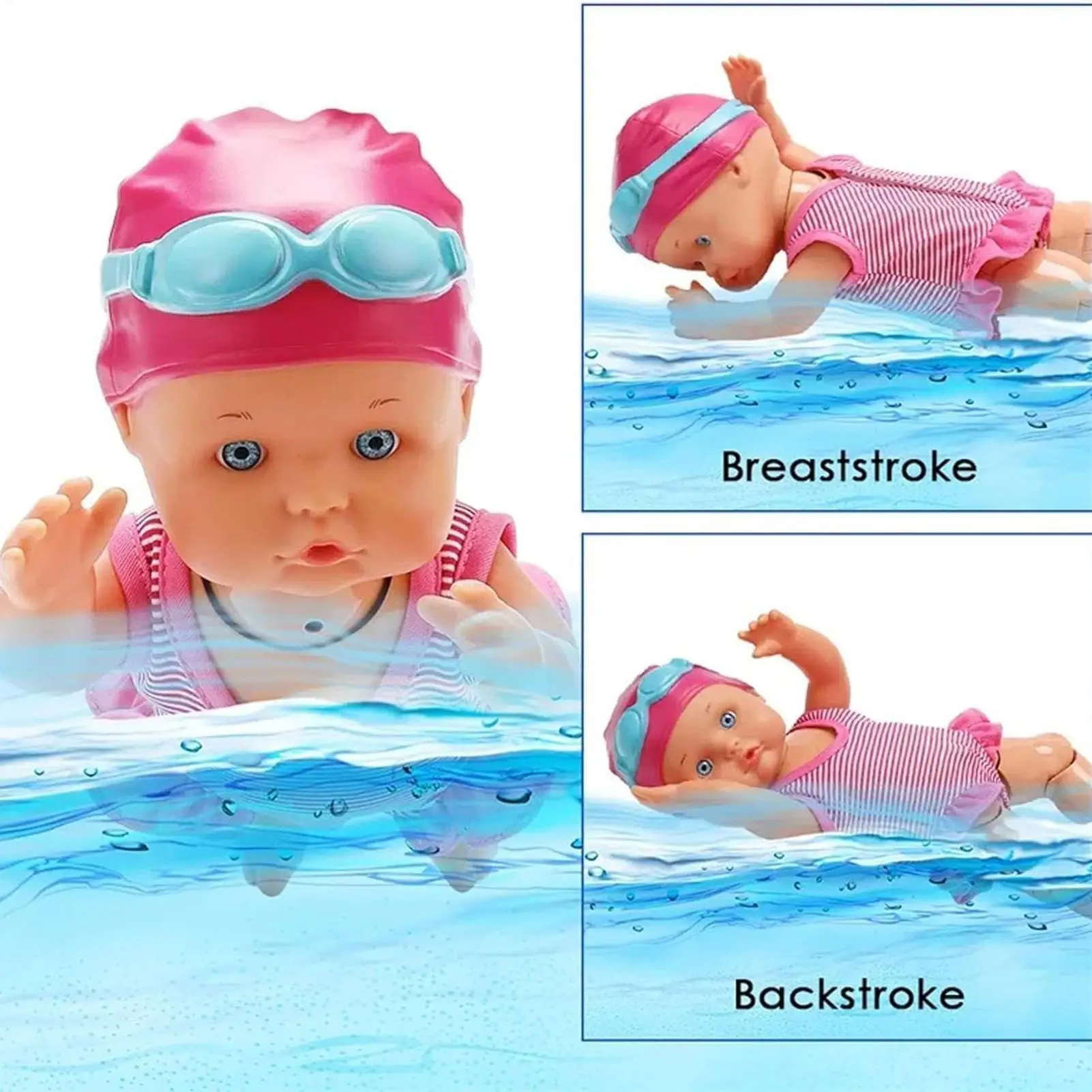 Badepuppe, elektrische Schwimmpuppe, batteriebetriebenes Badewannenspielzeug, schwimmende Schwimmfigur für Wasser, Pool, Strand, Badezimmer, Kinderzimmer