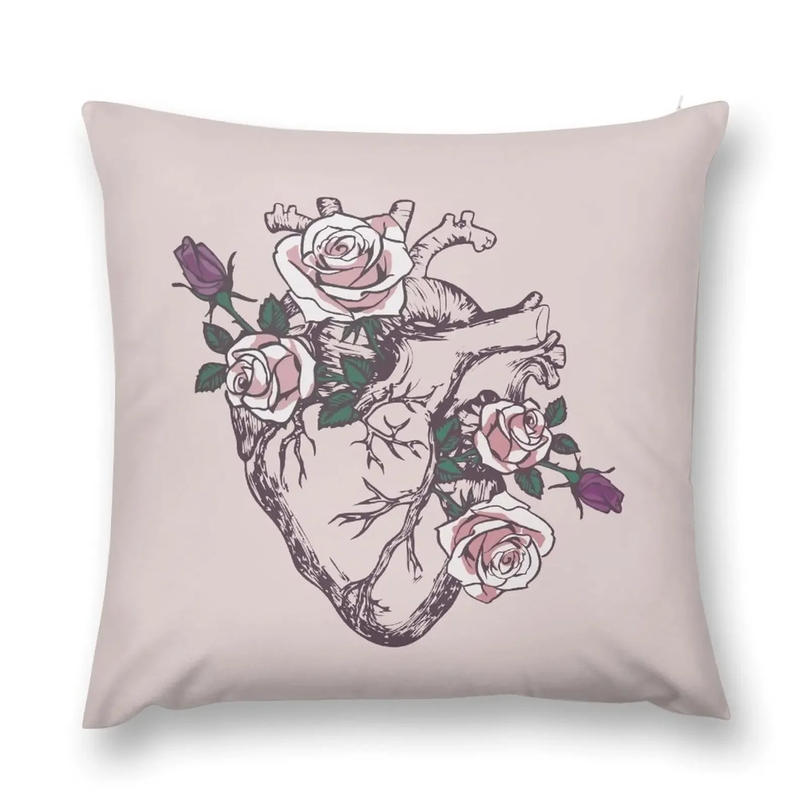 

Anatomical Heart Floral Heart Anatomy and Flowers Cute Roses Throw Pillow Cushion Covers For Living Room Sofa Cover pillow