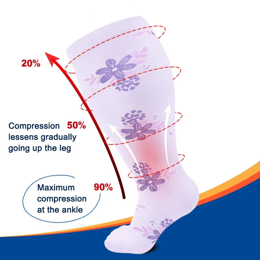 4 pary skarpet kompresyjnych dla kobiet i mężczyzn, z szerokim stanikiem, idealne do biegania, jazdy na rowerze i podróży.