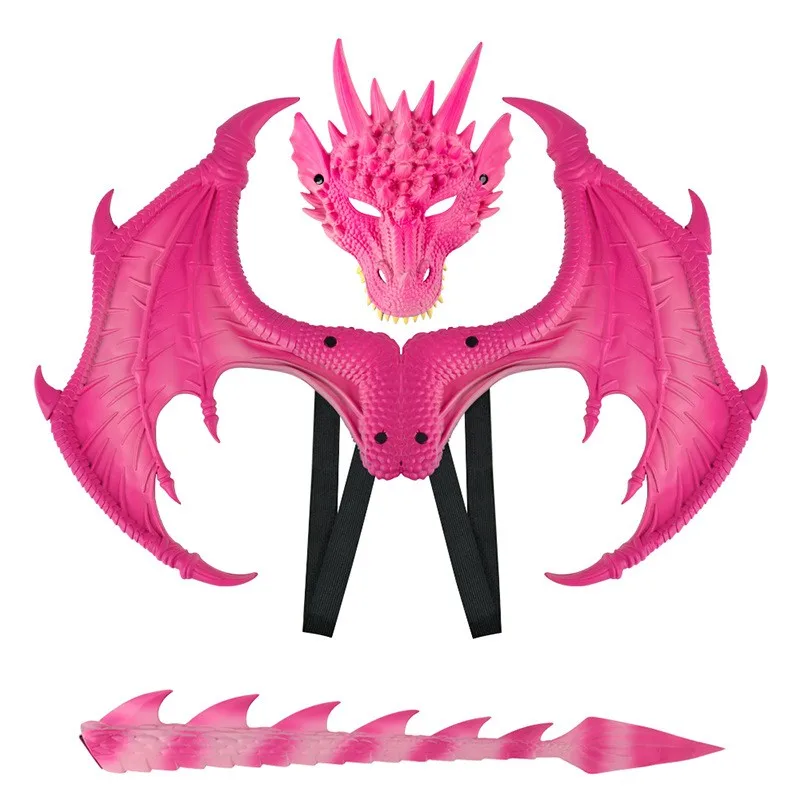 Simulate Dinosaur-Dragon-Wings-Costume Mask for Toddler Kids Dino Dress Up Boys Girls Halloween Play Party Costume Set