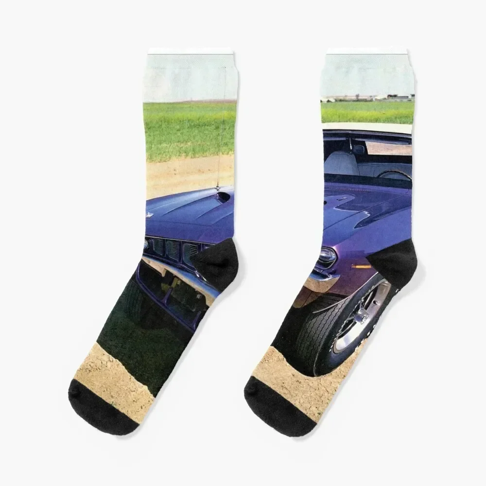 

Vintage Original 1971 Plymouth Cuda 383 Convertible Plum Crazy Muscle Car Magazine Ad Socks anime football Socks Women's Men's