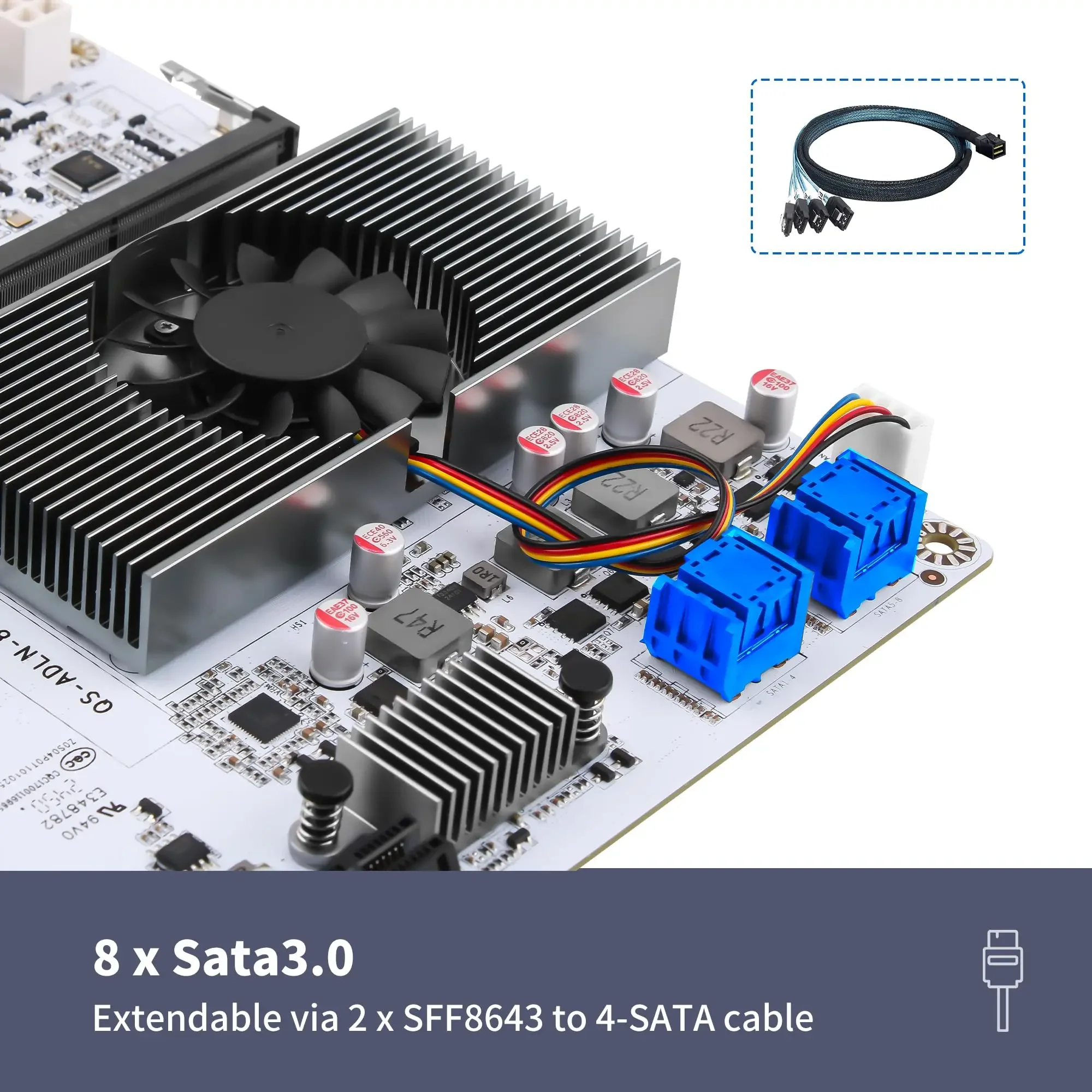 Scheda madre NAS CWWK 8 alloggiamenti con 10GbE RJ45, scheda madre PC Mini ITX CPU N150 bianca M8, 2 x NVMe, doppia LAN da 2,5 GbE, WiFi M.2, USB-C