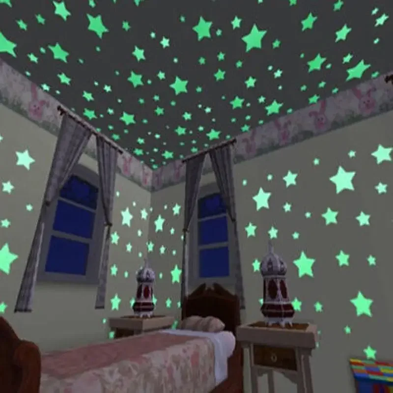 50 pcs Luminous Fluorescent Wall Stickers 3D Stars Glow In The Dark Wall Stickers For Kids Baby Room Bedroom Ceiling Home Decor image 4