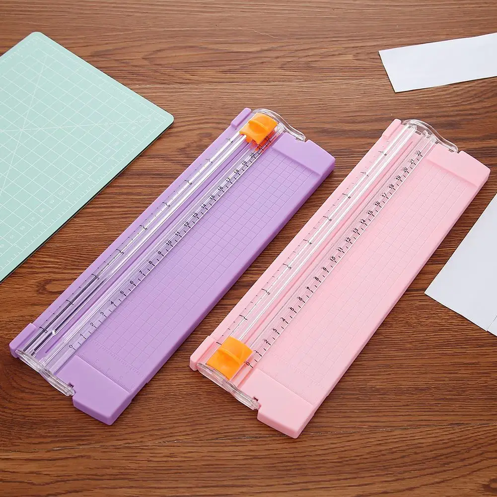 

Plastic Cutting Blade Scrapbooking Tool Mini Paper Cutter Precision with Automatic Security Safeguard Side Ruler for Craft Paper