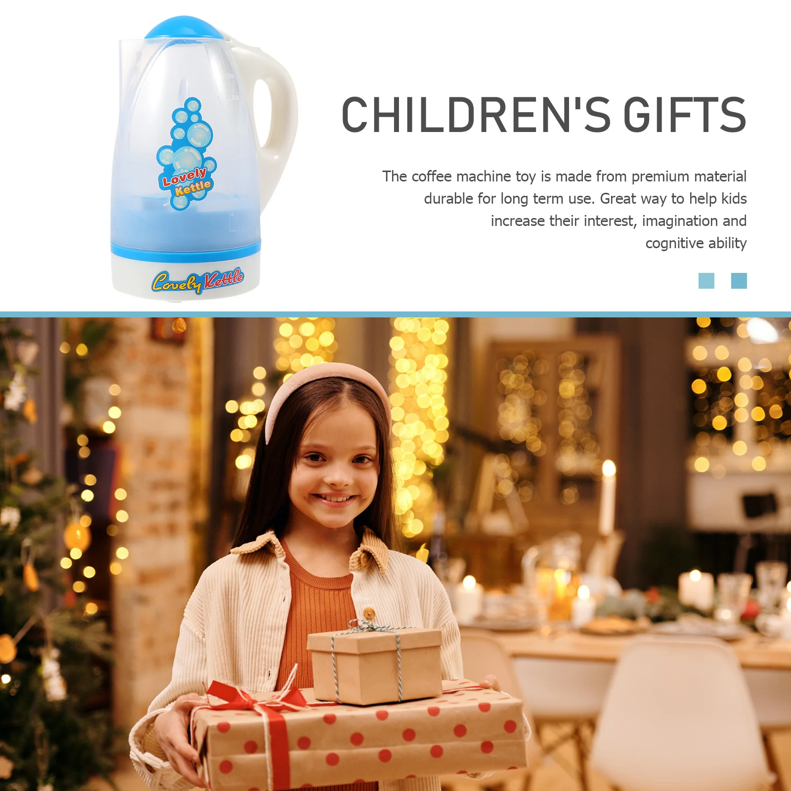 電気ケトルのおもちゃ 子供用キッチンアクセサリー ミニホームプレイ用家電 音楽付き