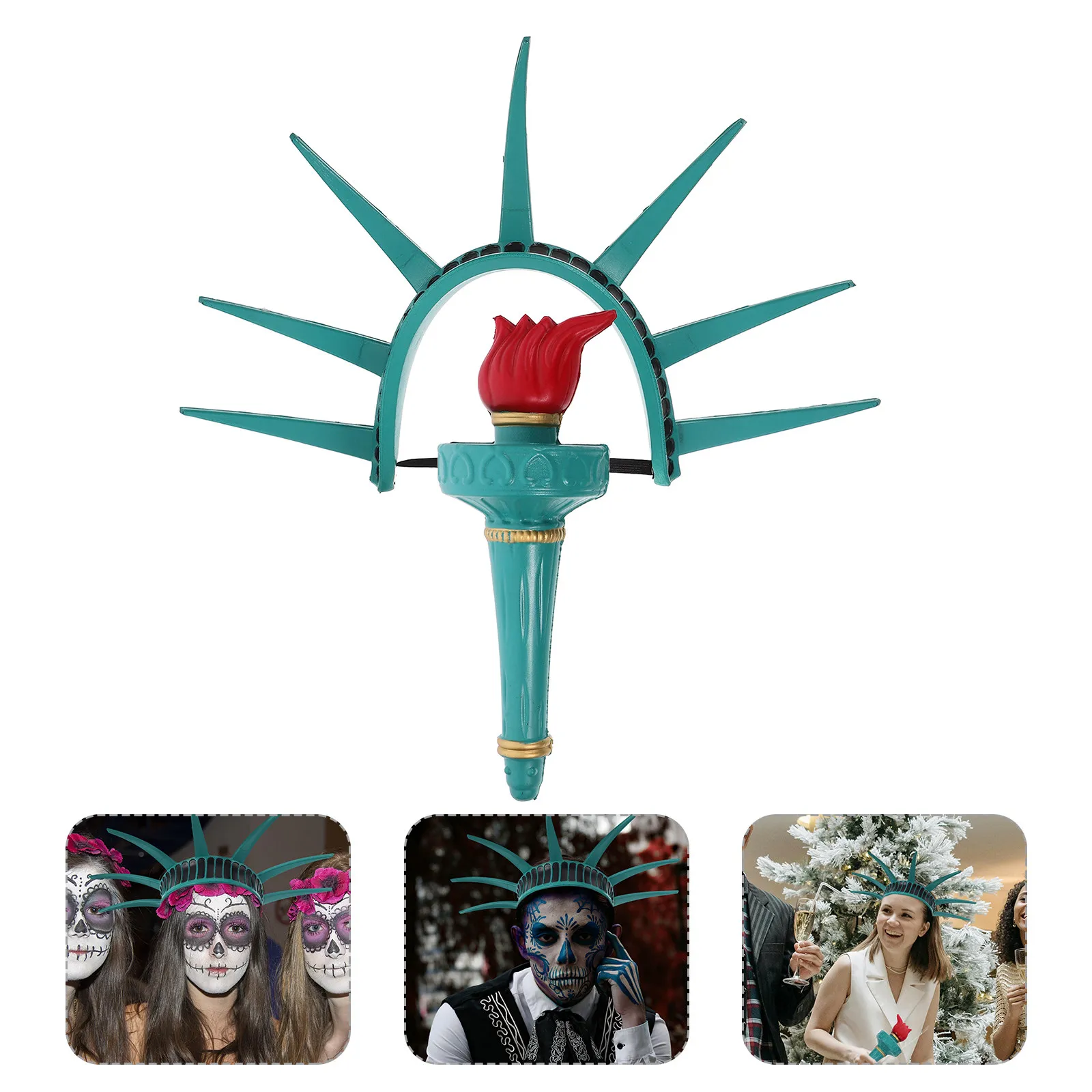 

1Set Statue Of Liberty Headband Torch For Adults 4Th Of July Costume Party Patriotic Accessories Tourist Dress Up Fun Event