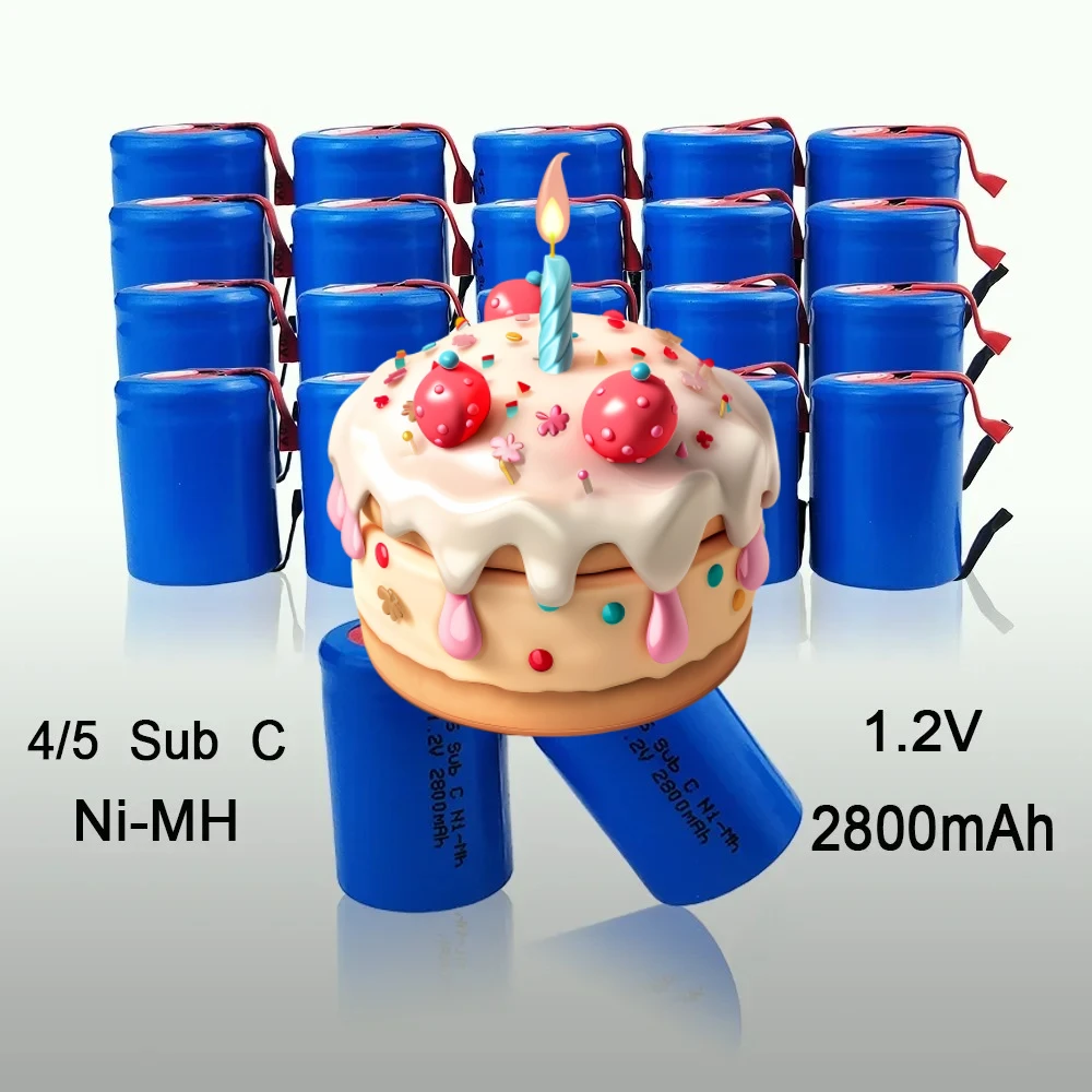 

New 4/5 SC Sub C Battery High-Discharge 1.2V 2800mAh Rechargeable Ni-MH Batteries With Welding Tabs