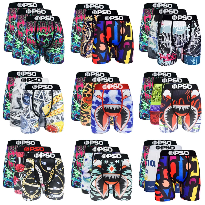 

3pcs Men's Boxer Shorts, Polyester, Fashion, Moisture-Wicking, Stretch Waist, S-XXL, Gym & Hiking