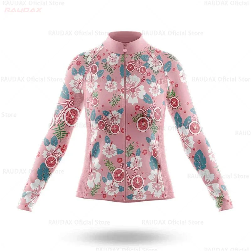 Pink Flowers Women Cycling Jersey Set Summer Anti-UV Cycling Bicycle Clothing Quick-Dry Mountain Female Bike Clothes Cycling Set