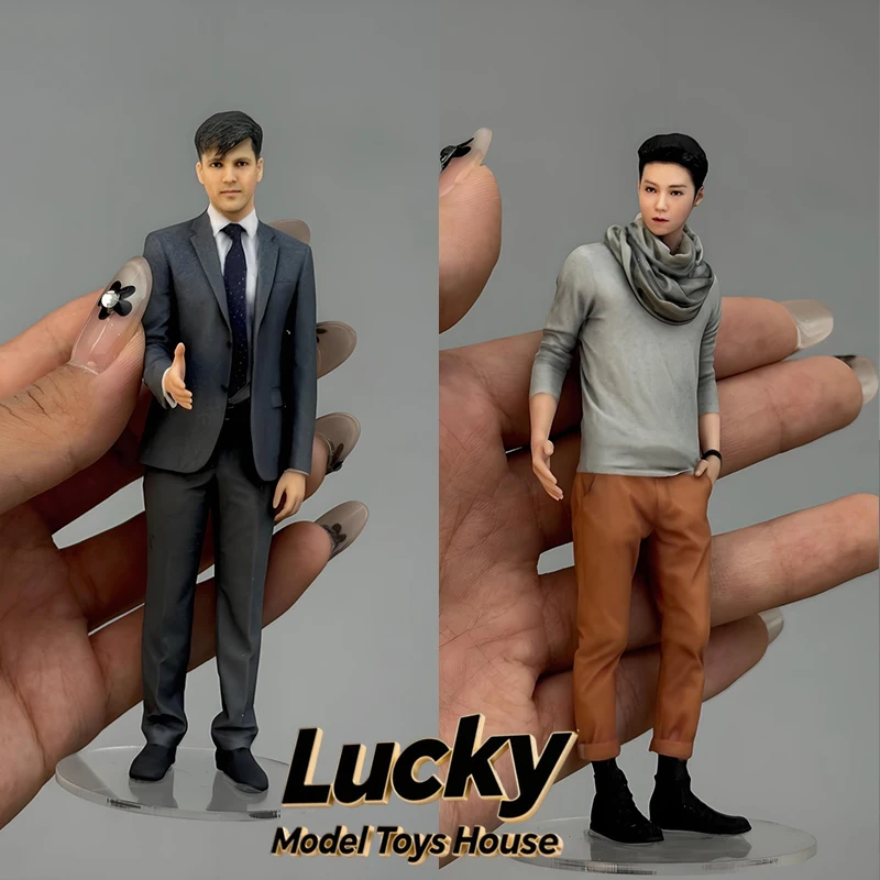 

1/18 Office Suit Man Soldier Realistic Sculpture Handsome Boy Car Ornament Model 3.75inch Desk Display Figure Scene Accessory