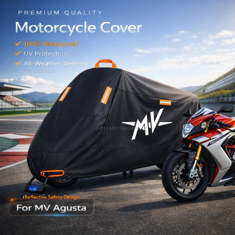 

For MV 675 800 1000 Outdoor Motorcycle Cover Waterproof Heavy Duty Polyester Tarpaulin UV Protective Rain Dust Sun Scooter Cover
