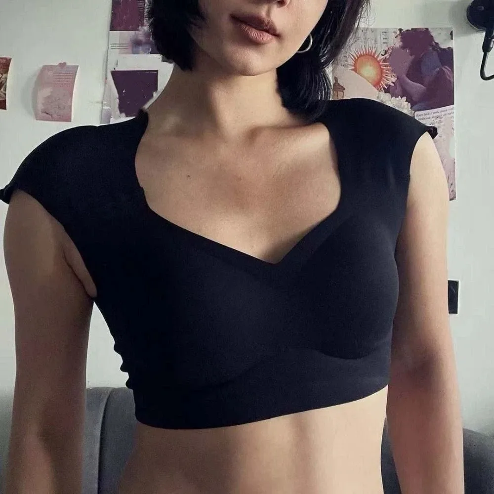 

V-neck Right-angle Shoulder Bra Invisible Seamless Shoulder Pad Vest Chest Binder Bustier Underwear for Women Body Shaping