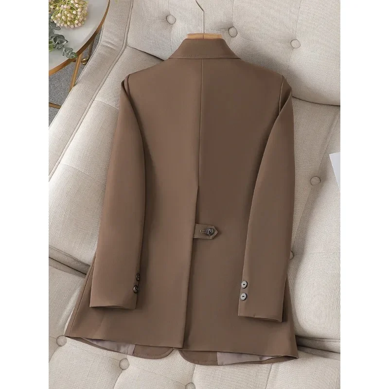 Fashion Women Pink Coffee Black Solid Blazer Female Long Sleeve Single Breasted Straight Jacket Coat Ladies