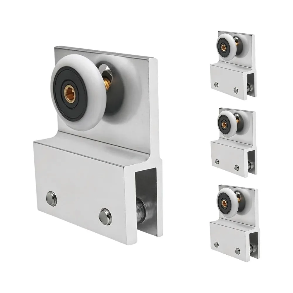 For Frameless Shower Door Top Support Rollers 4 Pack Aluminum Alloy with 3/4 inch Ball Bearings for 3/16 inch Glass