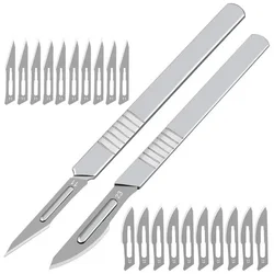 11# 23# Industrial Carbon Steel Scalpel Blades Stainless Steel Handle Scalpel for Biology Anatomy Practicing Cutting Sculpting