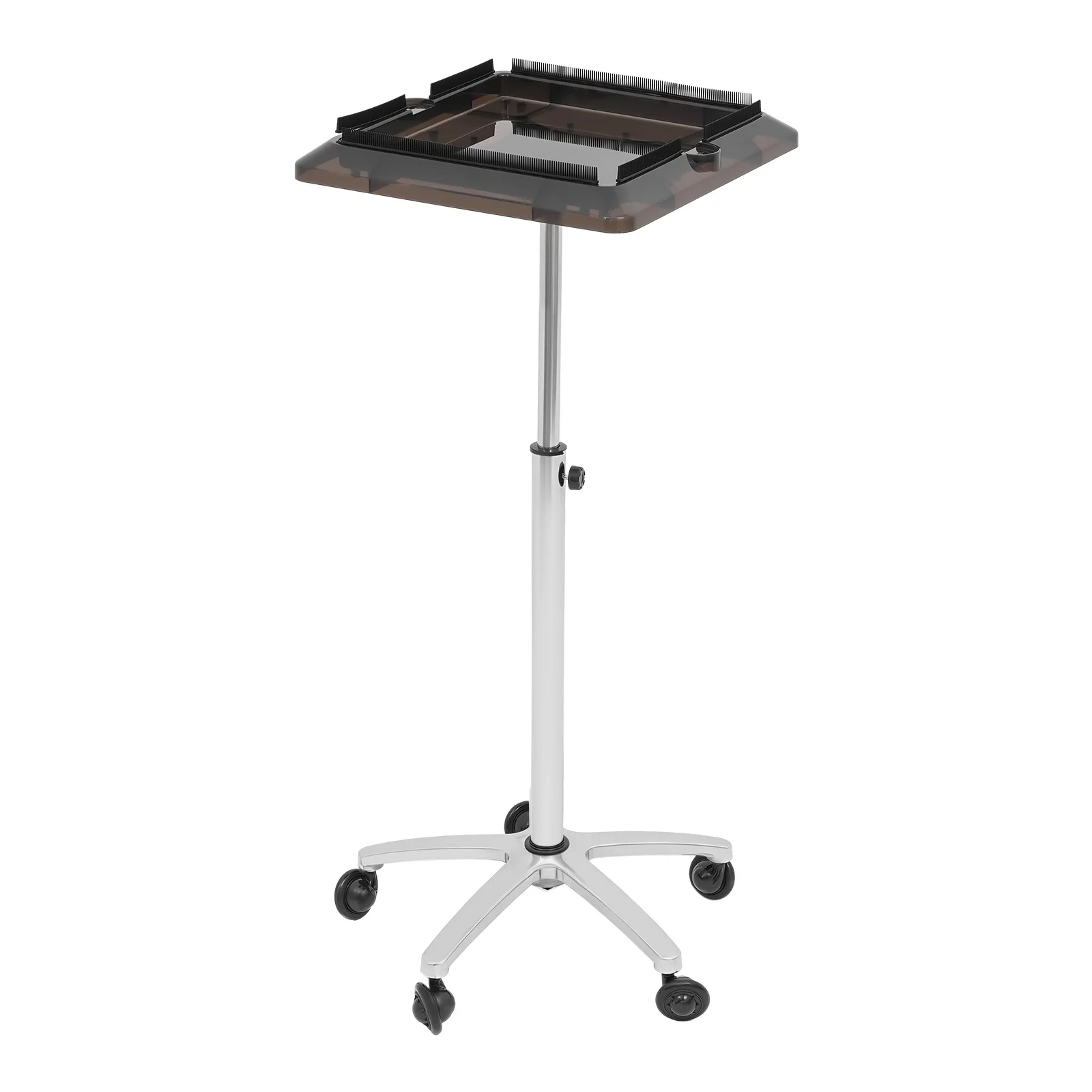 Floor Standing Tray Trolley Cart, Hair Wig Holder Cart on Wheels, 27.56 To 43.3" Height Adjustable, Hairs Styling Station Carts for Beauty/ Barber Stores