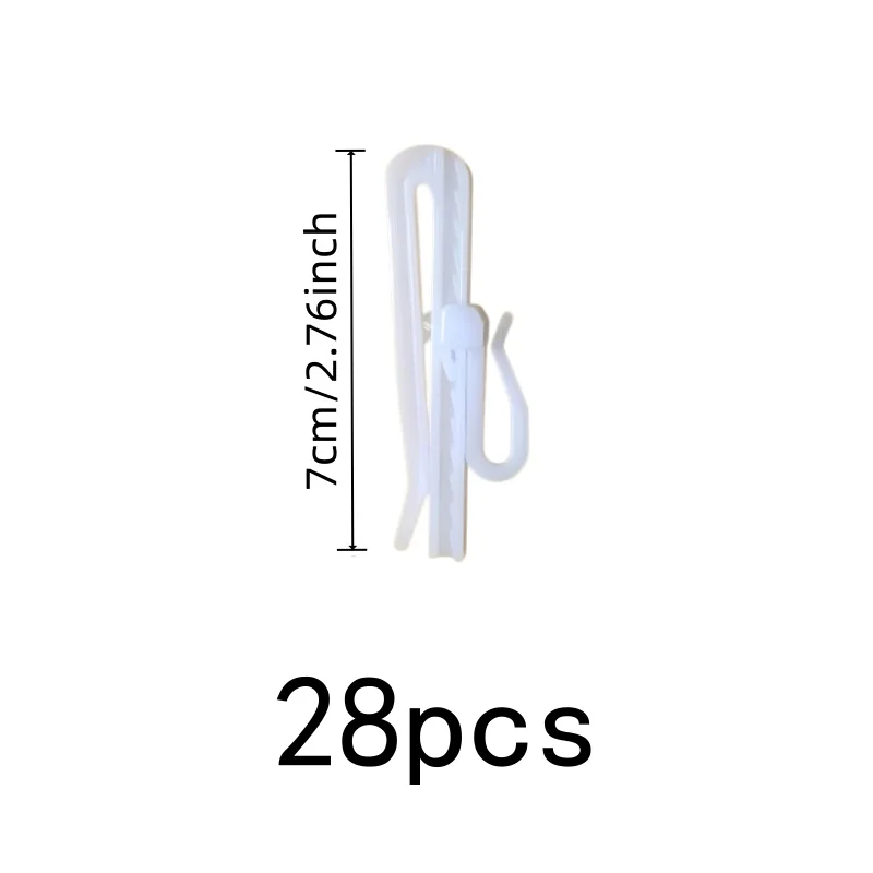 28 pcs 7cm Adjustable Curtain Hooks, Adjustable Height Design, suitable for Living Room Curtains, Easy Install Simple Setup