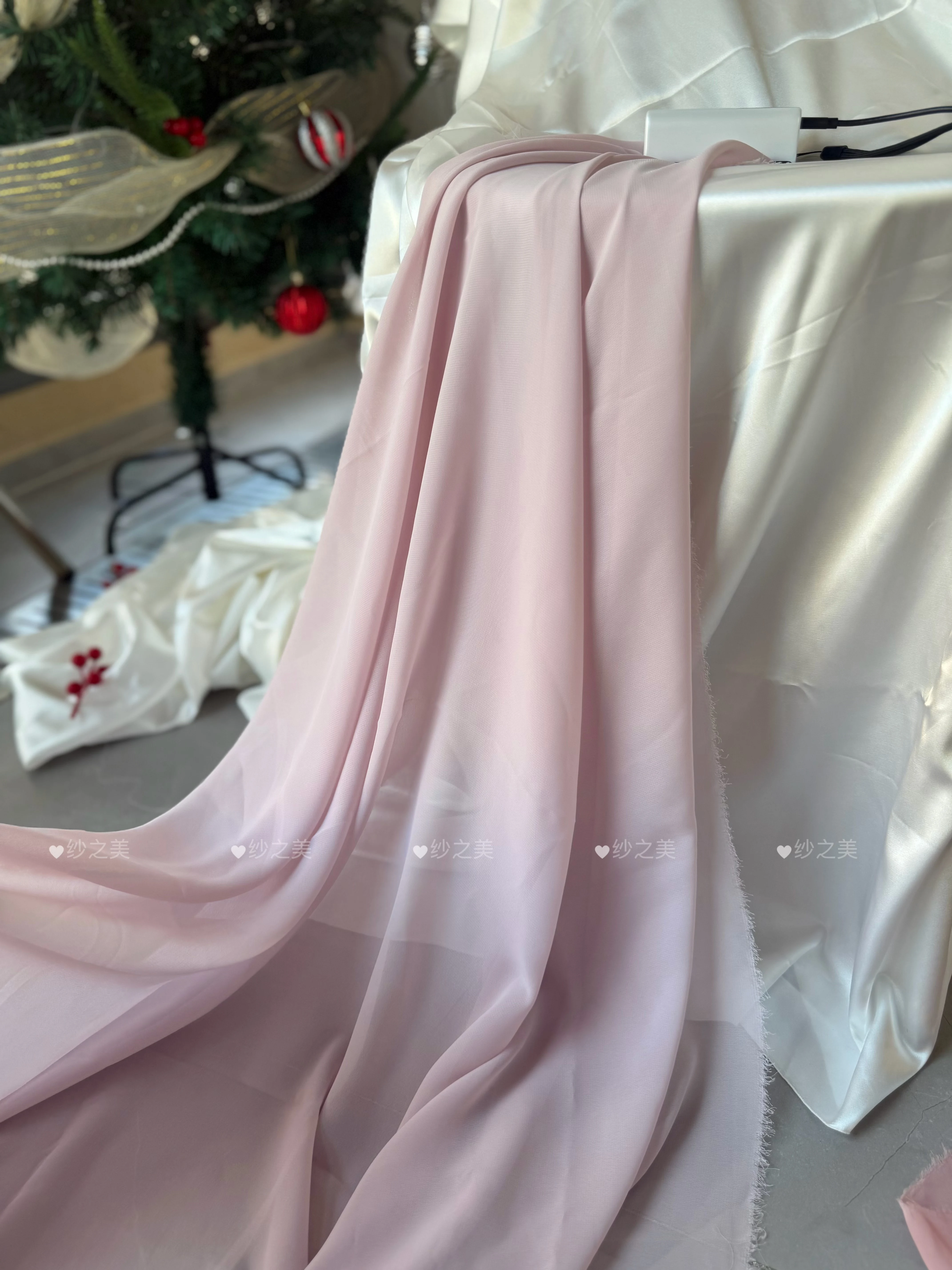 Taro Purple Pink Light Translucent Chiffon Draping Fabric for Wedding Background Layout Voile Fabric
