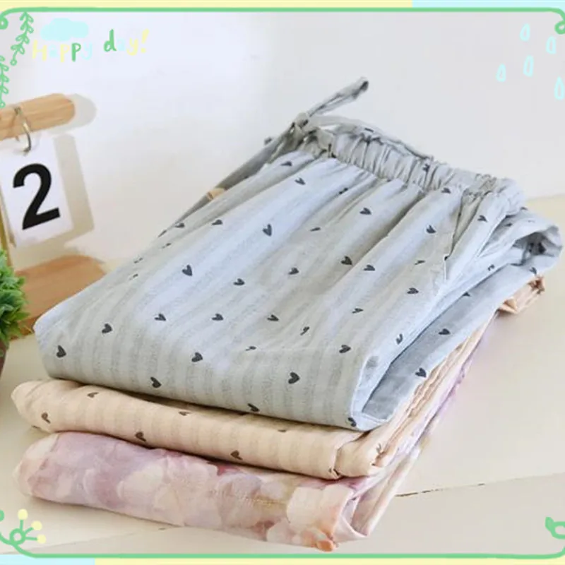

Polka Dot Cartoon Pyjama Pants Casual Loose Spring Autumn Pants Home 100% Cotton Sleepwear For Sleeping Women Pajamas Trousers