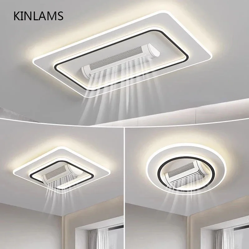 

New Ceiling Fan Lamp Invisible Bladeless LED Ceiling Fan Light Remote Control Chandeliers Home Decor Living Room Smart Bedroom