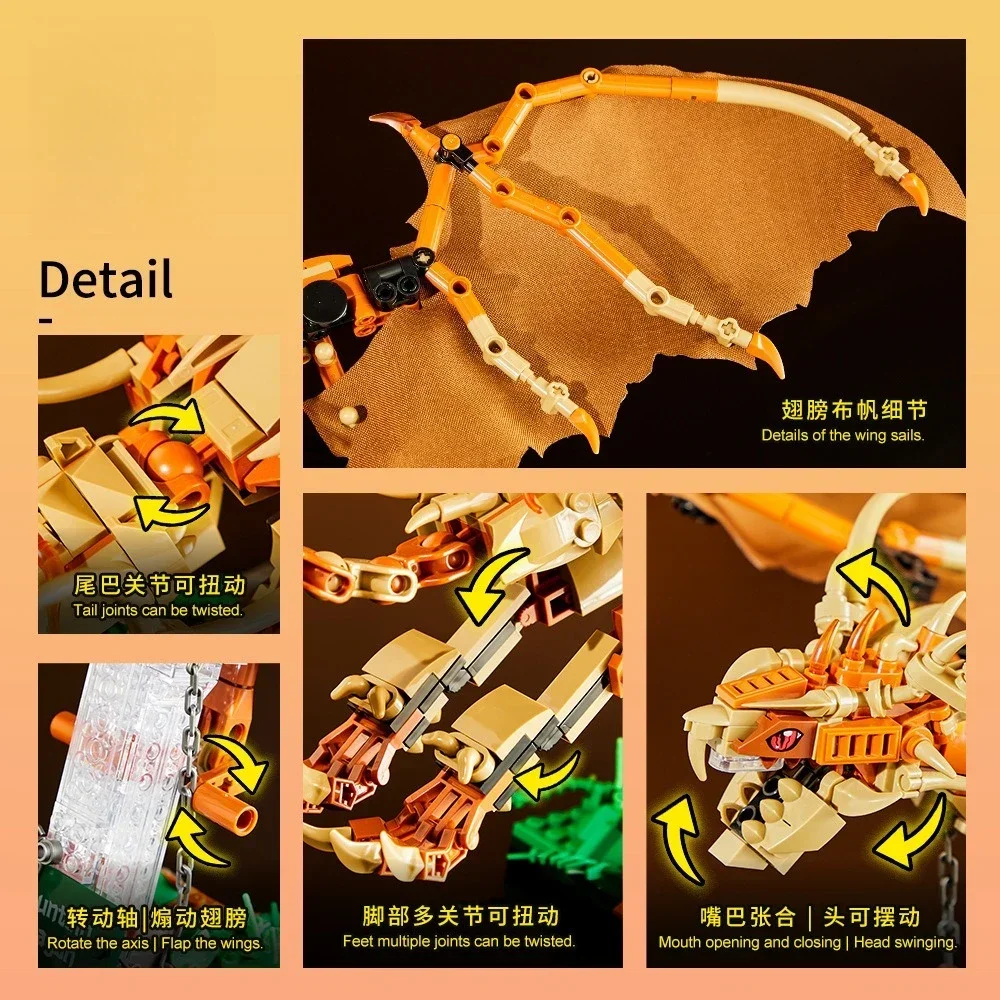 Moc animal mágico montanha dragão 886 pçs blocos de construção diy criativo modelo mágico kit brinquedo presente para crianças