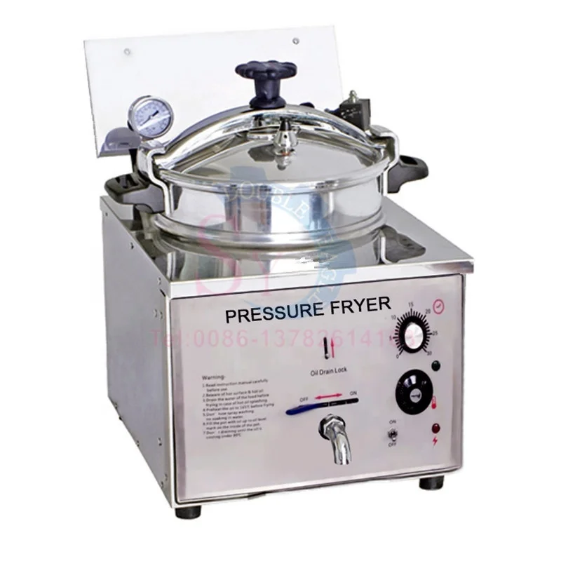 

Commercial 16l Large Capacity Single Cylinder Electric Chicken Style Fryer Stove High Pressure Fried Chicken Oven Frying Machine