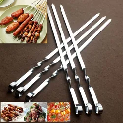 10/20/30/50/100Pcs Reusable Stainless Steel BBQ Skewers - Outdoor camping barbecue tools, skewer sticks