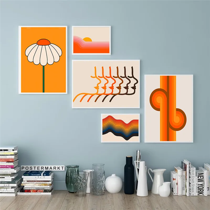 Gold Knot Sunset High Tide and Low Stripe Art Canvas Painting 70s Retro Poster Wall Picture Feminist Portrait Prints Home Decor - Image 3