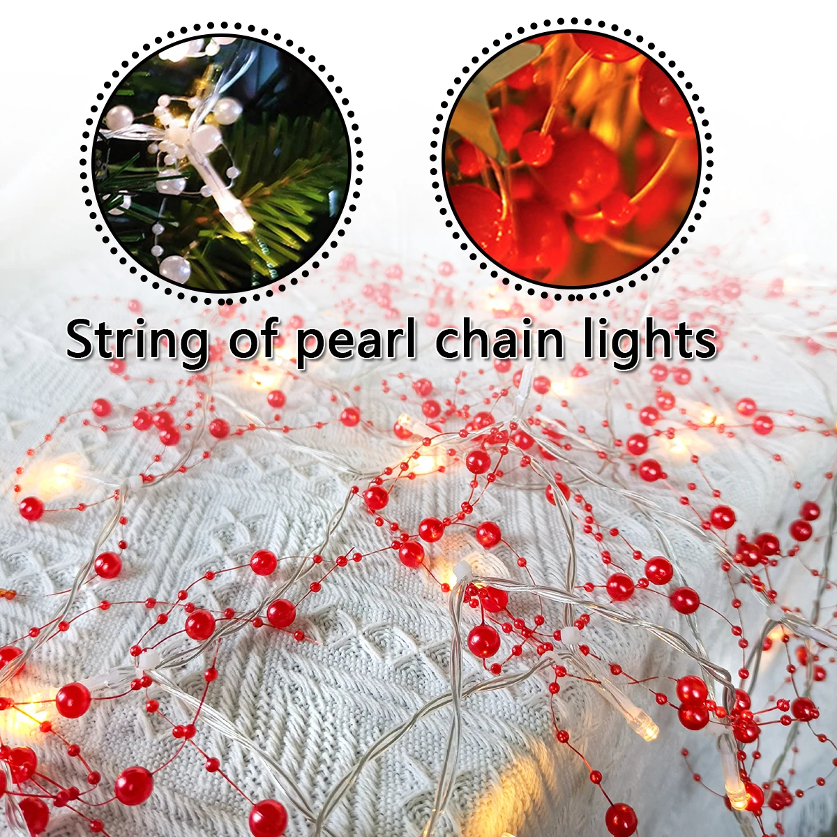 

Christmas Pearl String Lights Battery Operated Pearl String Lamps LED String light Silver Wire Fairy String Light For Decoration