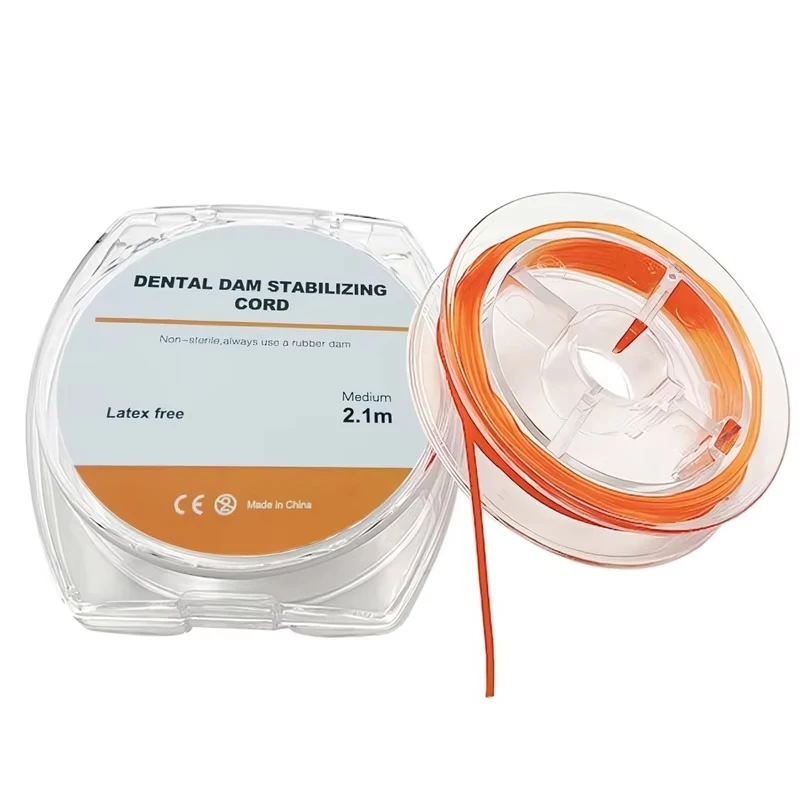 Dental Rubber Dam Stabilizing Cord Medium Wedges Clamps Sheets Elastic Rubber Dam Wedges Line 2.1m /Dia 1.8mm Dentistry Material