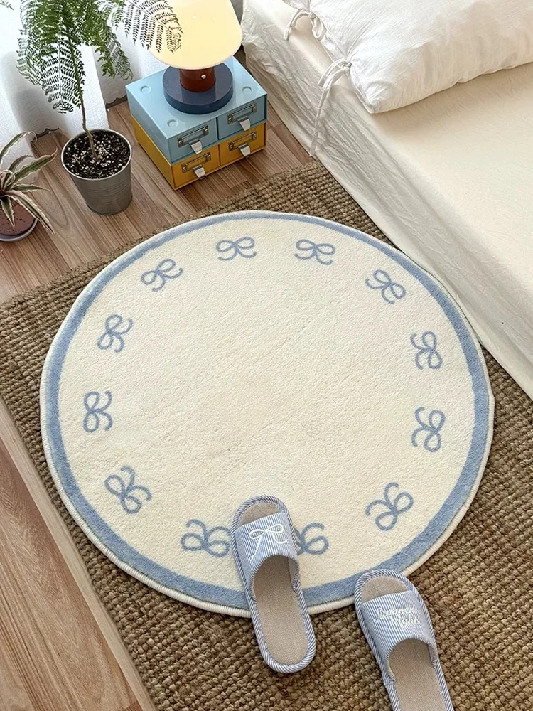 VIKAMA Schleife, kreisförmige Bodenmatte für Wärme, maschinenwaschbar, für Wohnzimmer, Sofa, Decke, Schlafzimmer, Kommode, Bodenmatte für Heimdekoration