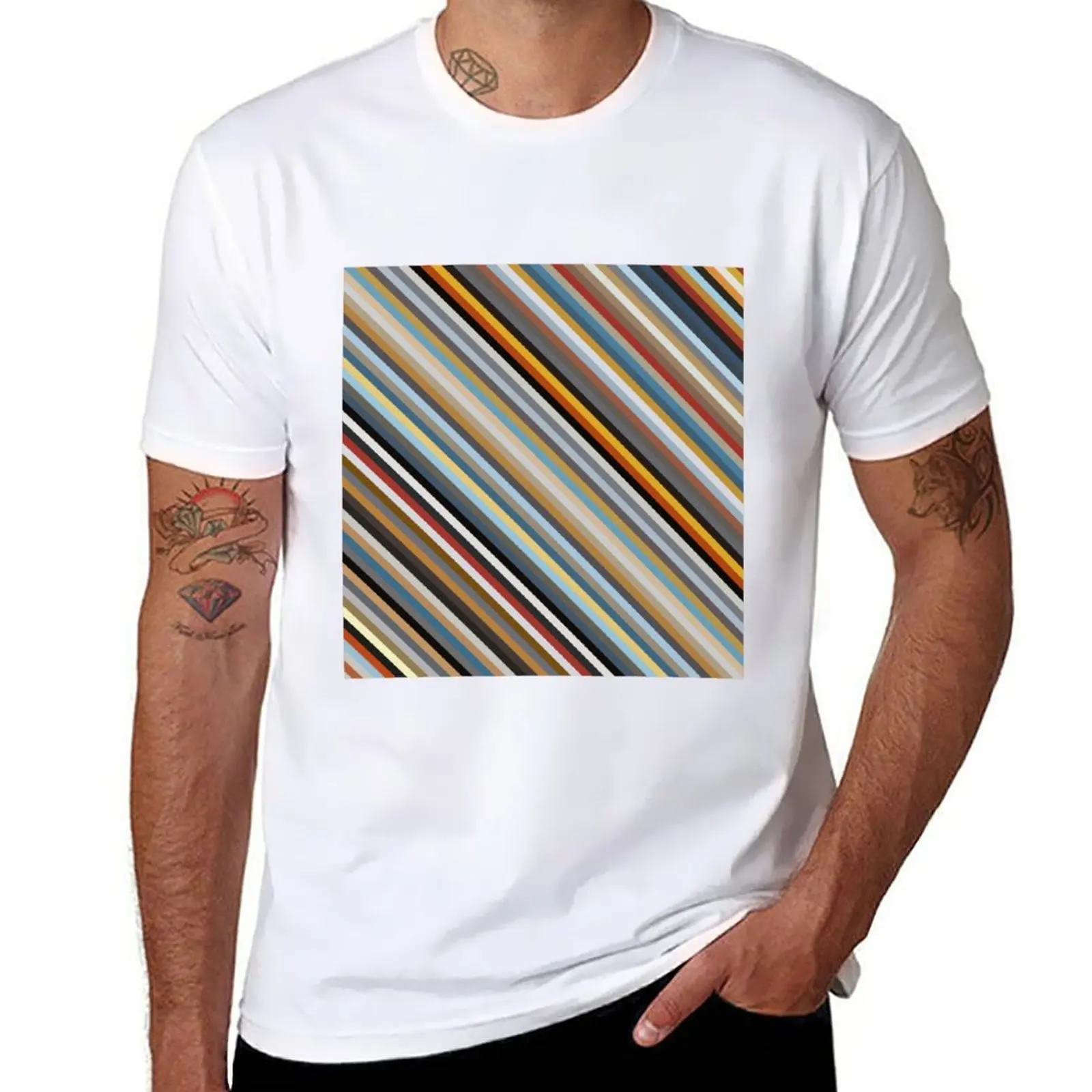 

New Nordic Stripes Pattern Diagonal T-Shirt cute clothes Short sleeve tee plain t shirts men