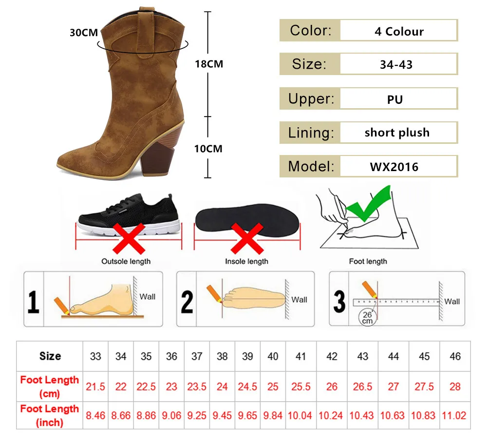 2024 Autumn Women Boots Pu Leather Wedge High Heel Ankle Boots Winter Cowboy Boots Fashion Western Boots Woman Denim Shoes