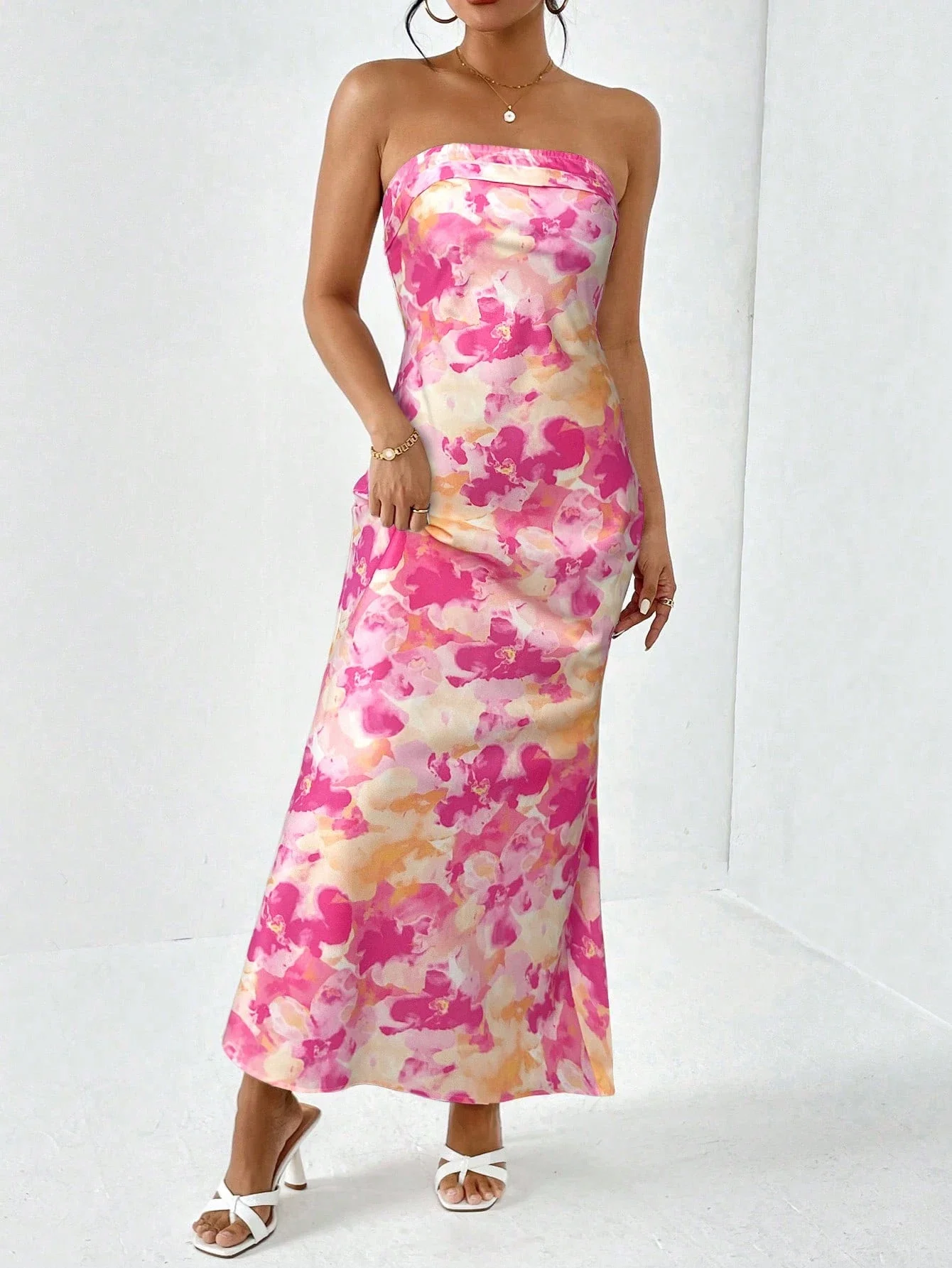 

Women Sleeveless Backless Floral Print Maxi Dress Summer