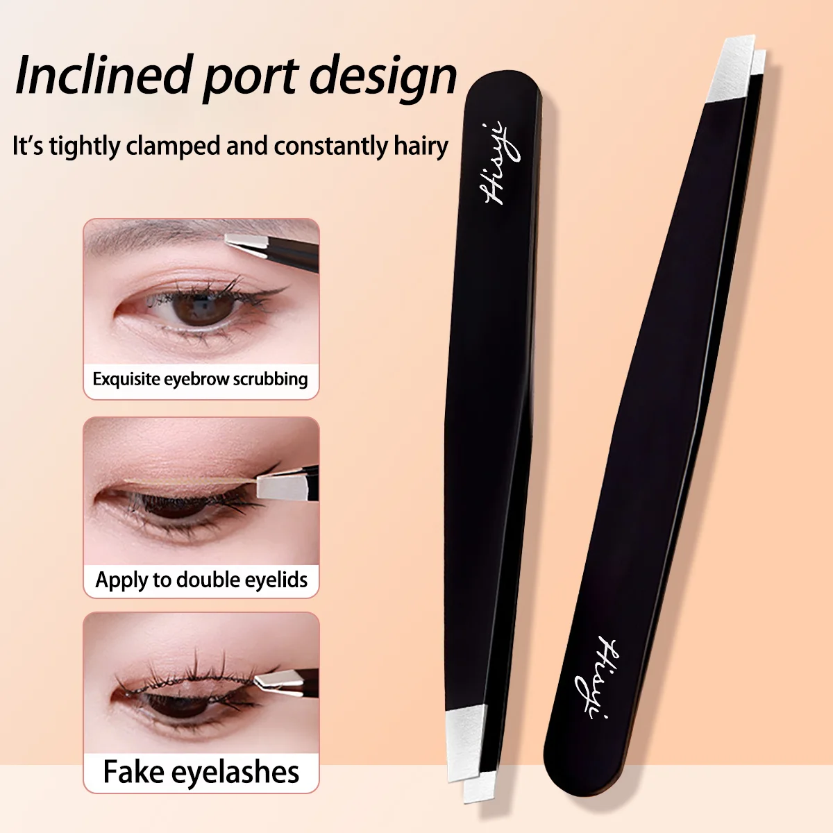 HISYI 眉毛ピンセット ステンレス鋼 斜めクリッパー 細い毛除去 美容メイクツール 眉毛脱毛用