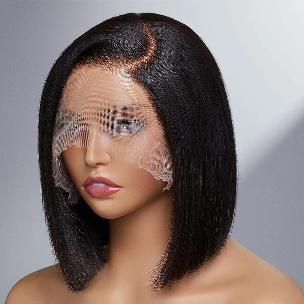 Straight Bob Human Hair Wigs Brazilian Remy 13x4 Lace Frontal Wig Human Hair For Black Women Pre Plucked Short Bob Wigs On Sale