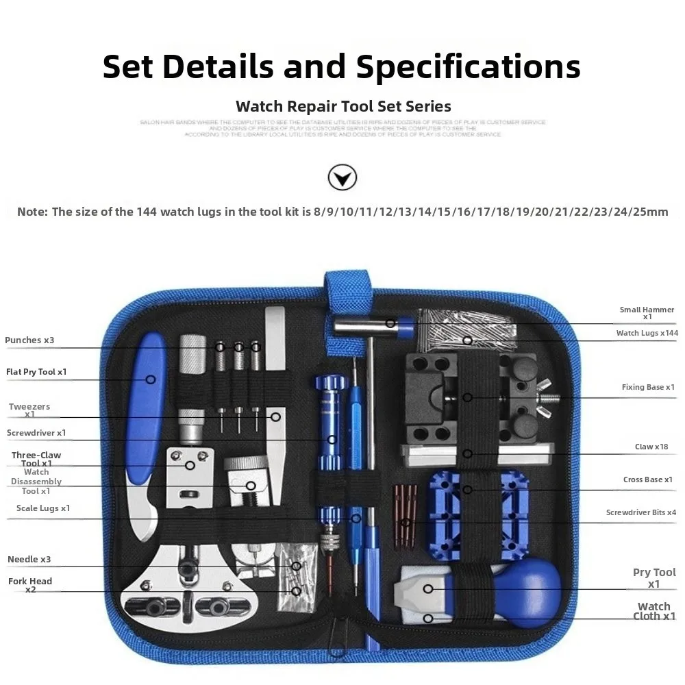 185 Pieces Carrying Case Watch Repair Kit Instruction Manual Multi-Function Watch Link Removal Tool Watch Back Case Opener