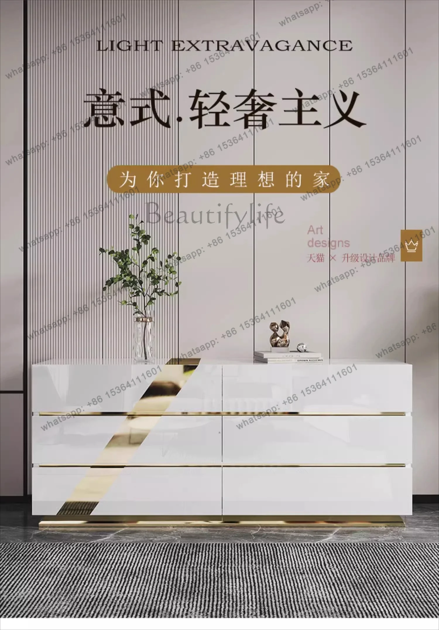 YJ Large Gold Living Room Cabinets Decor Organizers Luxury Bedroom Living Room Cabinets Storage Drawers Szafki Do Salonu Furnitu