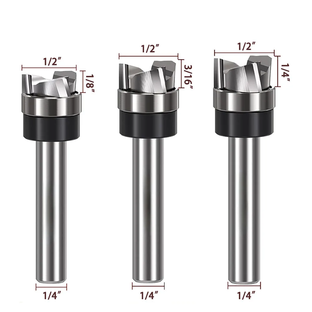 Professional 1/4in Shank 3 Flute Spiral Router Bit With Bearing For Clean Cuts In Wood MDF Plywood And Acrylic Sheets