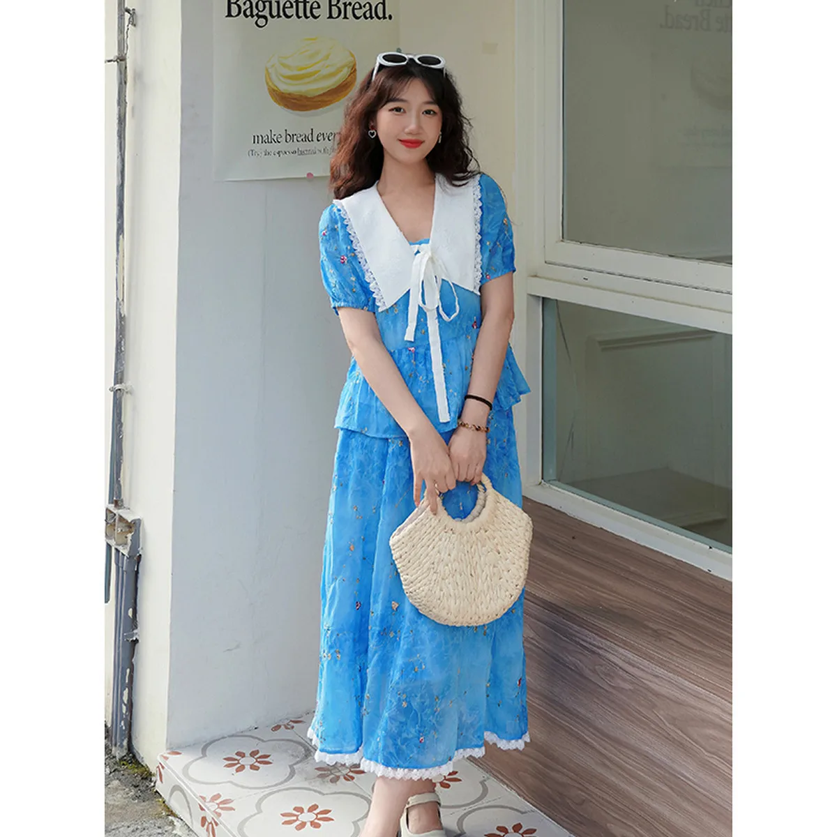 

Dreamy Tide Floral Embroidered Top & Skirt Set