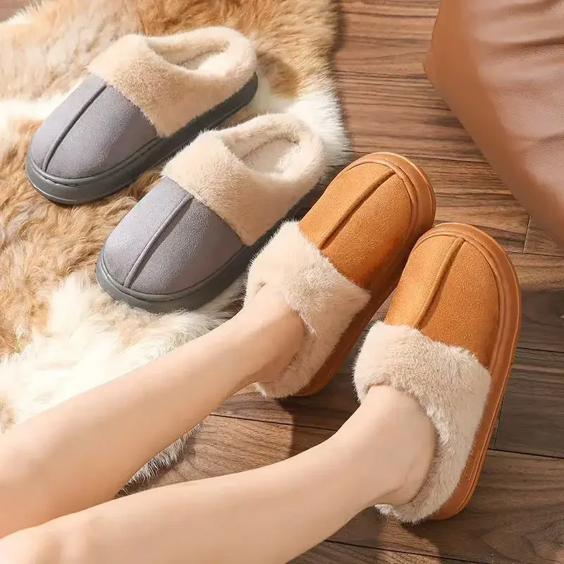 Fashion Women Fluffy Slippers for  Winter Indoor EVA Thick Sole Anti-Slip and Warm Unisex Slippers for Winter