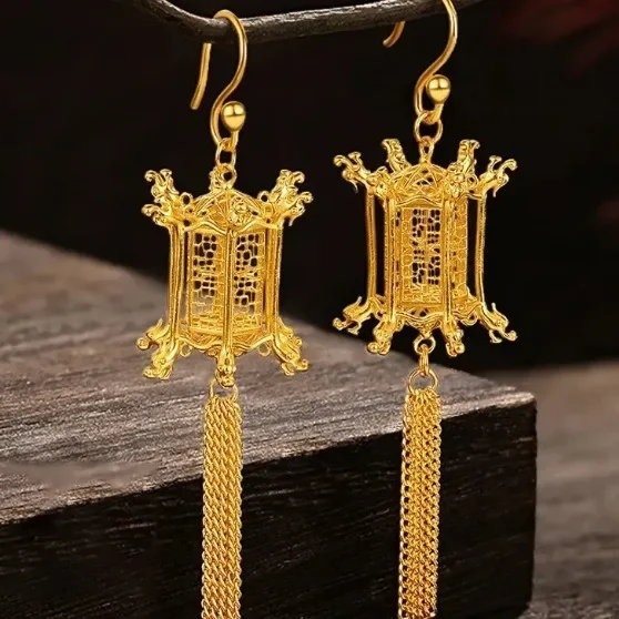Ancient French Trendy Earrings, Retro Exquisite Palace Lantern Earrings, Tassel High-end Earrings, Women's New Chinese Earrings