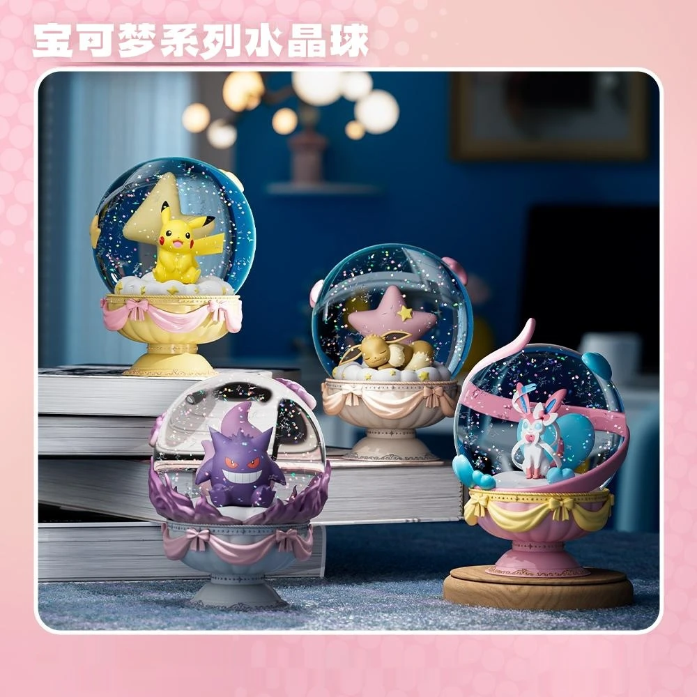 Pokemon Series Crystal Ball Model Pikachu Gengar Sylveon Eevee Figure Desktop Ornament Decoration Anime Collection Toy Gifts