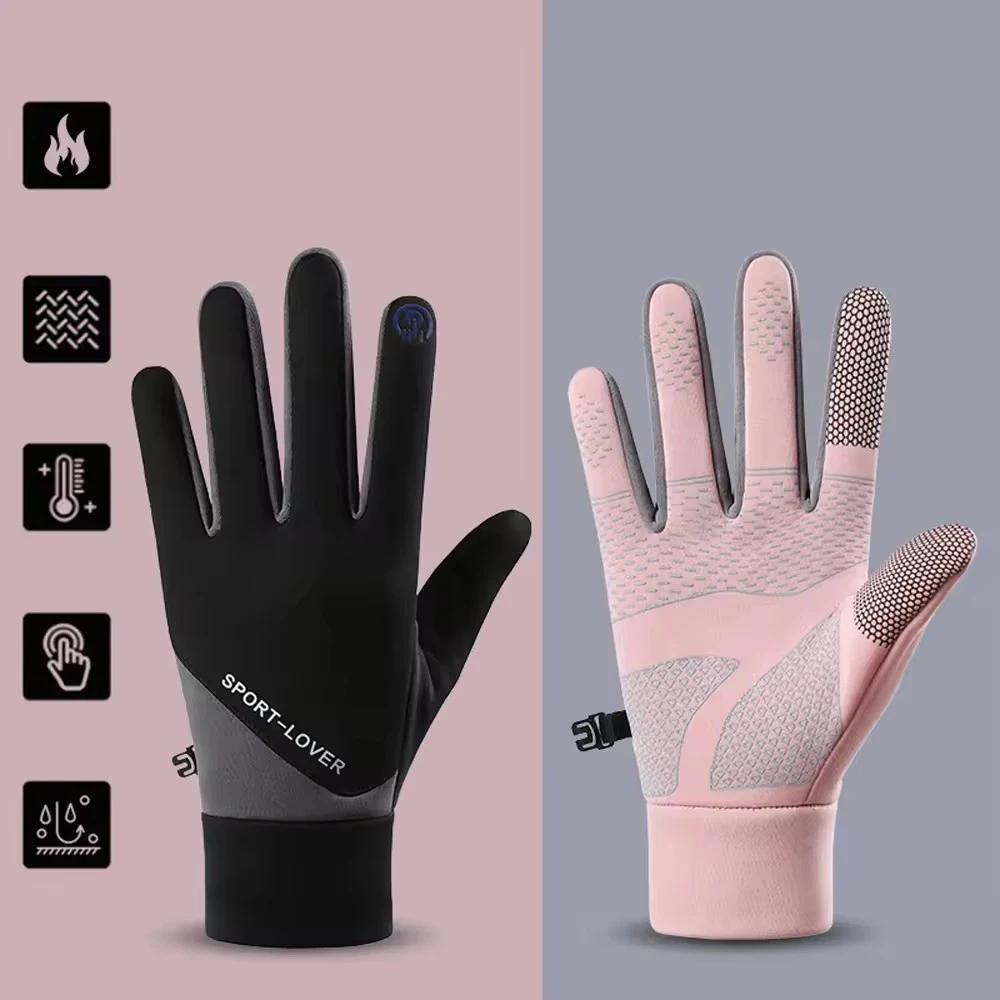 قفازات ركوب الخيل الدافئة غير القابلة للانزلاق للجنسين في الهواء الطلق ركوب الدراجات النارية شاشة تعمل باللمس قفازات مقاومة للماء قفازات مقاومة للبرودة الربط