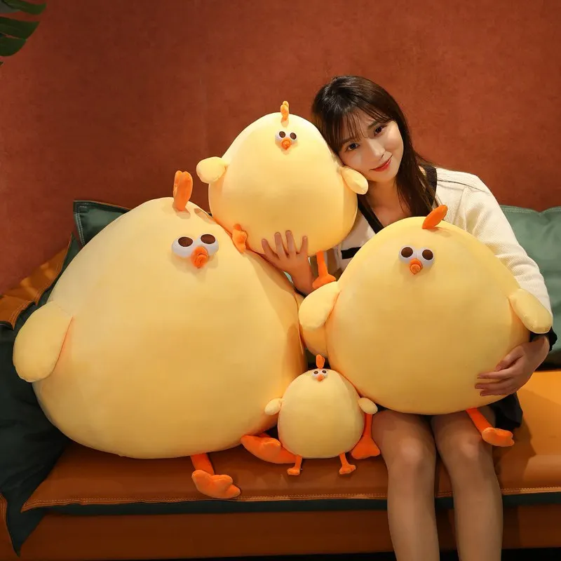 65cm Cute Squishy Yellow Chick Doll Stuffed Fatty Soft Chicken Animal Plush Toy Elastic Pillow Cuddly Baby Toy Comforting Gift