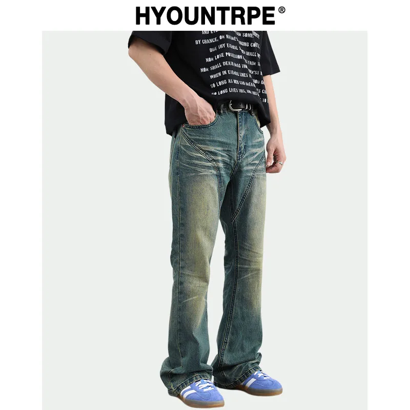 

Retro Washed Denim Baggy Jeans Pants Unisex Hip Hop Fashion Streetwear Harajuku Patchwork Loose Flare Straight Pants Joggers Men