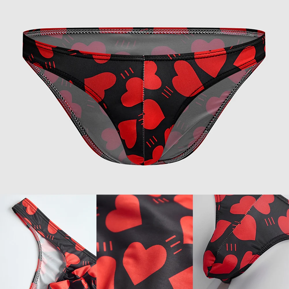 ملابس داخلية مريحة للرجال مطبوعة باللون الأسود والأحمر كما تظهر الصور سراويل داخلية رجالية من البوليستر المسامي