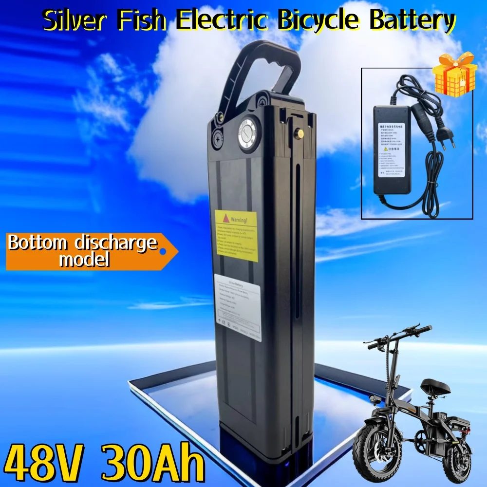 Silver Fish 48V E-Bike Battery Li-ion 30Ah For E20 R8 Janobike Electric Folding Bicycle 250W-1500W With BMS+ 54.6V Charger