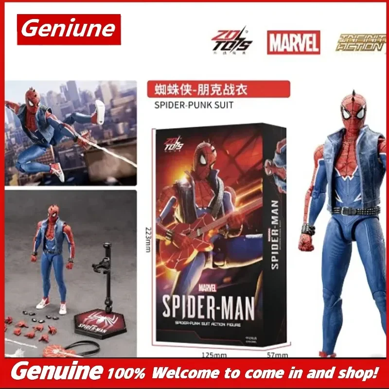 

New Spider Man Punk Action Figure 18cm Movable Joint Collectible Toy With Guitar Multiple Accessories Pvc Anime Model Doll Gift